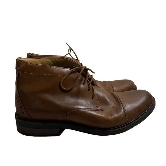 Bostonian Nantasket Mid Mens Dress Boot Dark Tan Leather Retro  US Size 9.5 M - Picture 1 of 5